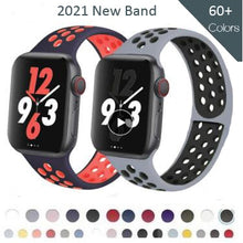 Load image into Gallery viewer, Soft Silicone Sport Band for Apple Watch Series 6 5 4 3 2 SE 38MM 42MM Rubber Watchband Strap for iWatch 6/5 40MM 44MM Bracelet