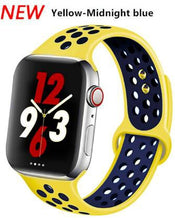 Load image into Gallery viewer, Soft Silicone Sport Band for Apple Watch Series 6 5 4 3 2 SE 38MM 42MM Rubber Watchband Strap for iWatch 6/5 40MM 44MM Bracelet