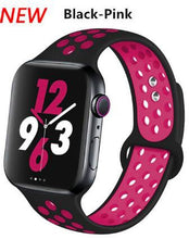 Load image into Gallery viewer, Soft Silicone Sport Band for Apple Watch Series 6 5 4 3 2 SE 38MM 42MM Rubber Watchband Strap for iWatch 6/5 40MM 44MM Bracelet
