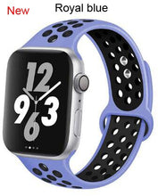 Load image into Gallery viewer, Soft Silicone Sport Band for Apple Watch Series 6 5 4 3 2 SE 38MM 42MM Rubber Watchband Strap for iWatch 6/5 40MM 44MM Bracelet