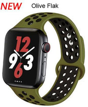Load image into Gallery viewer, Soft Silicone Sport Band for Apple Watch Series 6 5 4 3 2 SE 38MM 42MM Rubber Watchband Strap for iWatch 6/5 40MM 44MM Bracelet