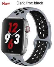 Load image into Gallery viewer, Soft Silicone Sport Band for Apple Watch Series 6 5 4 3 2 SE 38MM 42MM Rubber Watchband Strap for iWatch 6/5 40MM 44MM Bracelet