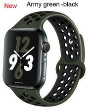 Load image into Gallery viewer, Soft Silicone Sport Band for Apple Watch Series 6 5 4 3 2 SE 38MM 42MM Rubber Watchband Strap for iWatch 6/5 40MM 44MM Bracelet