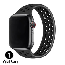 Load image into Gallery viewer, Silicone Solo Loop Strap for Apple Watch Band 44mm 40mm 38mm 42mm Breathable Sports Elastic Bracelet iWatch 6 SE 5 4 3 2
