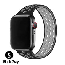 Load image into Gallery viewer, Silicone Solo Loop Strap for Apple Watch Band 44mm 40mm 38mm 42mm Breathable Sports Elastic Bracelet iWatch 6 SE 5 4 3 2