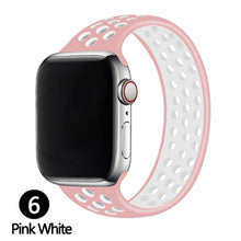 Load image into Gallery viewer, Silicone Solo Loop Strap for Apple Watch Band 44mm 40mm 38mm 42mm Breathable Sports Elastic Bracelet iWatch 6 SE 5 4 3 2