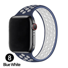 Load image into Gallery viewer, Silicone Solo Loop Strap for Apple Watch Band 44mm 40mm 38mm 42mm Breathable Sports Elastic Bracelet iWatch 6 SE 5 4 3 2