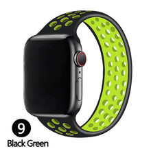 Load image into Gallery viewer, Silicone Solo Loop Strap for Apple Watch Band 44mm 40mm 38mm 42mm Breathable Sports Elastic Bracelet iWatch 6 SE 5 4 3 2