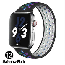 Load image into Gallery viewer, Silicone Solo Loop Strap for Apple Watch Band 44mm 40mm 38mm 42mm Breathable Sports Elastic Bracelet iWatch 6 SE 5 4 3 2