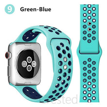 Load image into Gallery viewer, Silicone Strap For Apple Watch band 45mm 41mm 44mm 40mm 38mm 42mm correa Breathable wristband bracelet iWatch serie 7 4 5 6 SE 3
