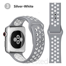 Load image into Gallery viewer, Silicone Strap For Apple Watch band 45mm 41mm 44mm 40mm 38mm 42mm correa Breathable wristband bracelet iWatch serie 7 4 5 6 SE 3