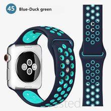 Load image into Gallery viewer, Silicone Strap For Apple Watch band 45mm 41mm 44mm 40mm 38mm 42mm correa Breathable wristband bracelet iWatch serie 7 4 5 6 SE 3