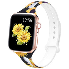 Load image into Gallery viewer, YAYUU Watch Band For Apple Watch 38mm 40mm 42mm 44mm Soft Fadeless Floral Silicone Slim Thin Strap for iWatch Series 5 4 3 2 1
