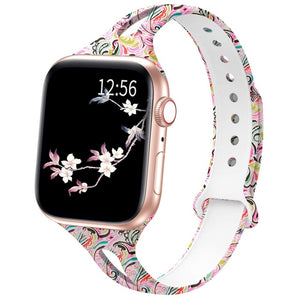 YAYUU Watch Band For Apple Watch 38mm 40mm 42mm 44mm Soft Fadeless Floral Silicone Slim Thin Strap for iWatch Series 5 4 3 2 1
