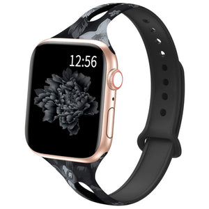 YAYUU Watch Band For Apple Watch 38mm 40mm 42mm 44mm Soft Fadeless Floral Silicone Slim Thin Strap for iWatch Series 5 4 3 2 1