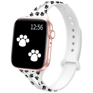YAYUU Watch Band For Apple Watch 38mm 40mm 42mm 44mm Soft Fadeless Floral Silicone Slim Thin Strap for iWatch Series 5 4 3 2 1