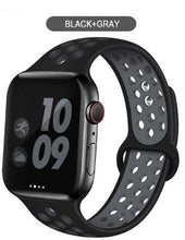 Load image into Gallery viewer, Soft Silicone Sport Band for Apple Watch Series 6 5 4 3 2 SE 38MM 42MM Rubber Watchband Strap for iWatch 6/5 40MM 44MM Bracelet
