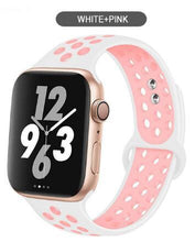 Load image into Gallery viewer, Soft Silicone Sport Band for Apple Watch Series 6 5 4 3 2 SE 38MM 42MM Rubber Watchband Strap for iWatch 6/5 40MM 44MM Bracelet
