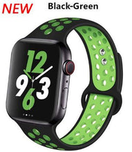 Load image into Gallery viewer, Soft Silicone Sport Band for Apple Watch Series 6 5 4 3 2 SE 38MM 42MM Rubber Watchband Strap for iWatch 6/5 40MM 44MM Bracelet
