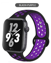 Load image into Gallery viewer, Soft Silicone Sport Band for Apple Watch Series 6 5 4 3 2 SE 38MM 42MM Rubber Watchband Strap for iWatch 6/5 40MM 44MM Bracelet

