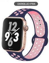 Load image into Gallery viewer, Soft Silicone Sport Band for Apple Watch Series 6 5 4 3 2 SE 38MM 42MM Rubber Watchband Strap for iWatch 6/5 40MM 44MM Bracelet

