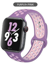 Load image into Gallery viewer, Soft Silicone Sport Band for Apple Watch Series 6 5 4 3 2 SE 38MM 42MM Rubber Watchband Strap for iWatch 6/5 40MM 44MM Bracelet
