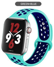 Load image into Gallery viewer, Soft Silicone Sport Band for Apple Watch Series 6 5 4 3 2 SE 38MM 42MM Rubber Watchband Strap for iWatch 6/5 40MM 44MM Bracelet
