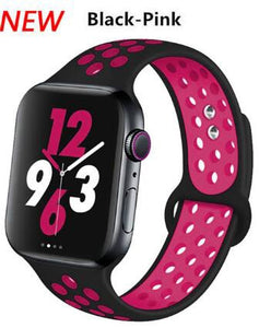 Soft Silicone Sport Band for Apple Watch Series 6 5 4 3 2 SE 38MM 42MM Rubber Watchband Strap for iWatch 6/5 40MM 44MM Bracelet