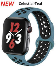 Load image into Gallery viewer, Soft Silicone Sport Band for Apple Watch Series 6 5 4 3 2 SE 38MM 42MM Rubber Watchband Strap for iWatch 6/5 40MM 44MM Bracelet

