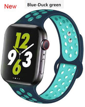 Load image into Gallery viewer, Soft Silicone Sport Band for Apple Watch Series 6 5 4 3 2 SE 38MM 42MM Rubber Watchband Strap for iWatch 6/5 40MM 44MM Bracelet
