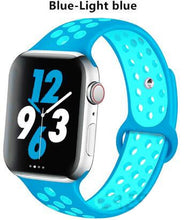 Load image into Gallery viewer, Soft Silicone Sport Band for Apple Watch Series 6 5 4 3 2 SE 38MM 42MM Rubber Watchband Strap for iWatch 6/5 40MM 44MM Bracelet
