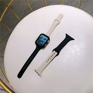 Slim silicone strap +Case For Apple Watch band 44mm 40mm 42mm 38mm Protector Cover belt correa bracelet Iwatch Series 6 5 4 3 SE