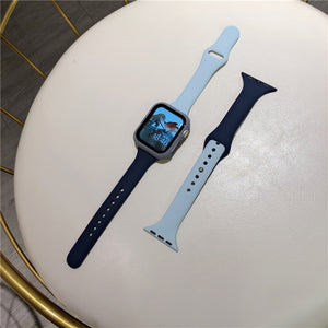 Slim silicone strap +Case For Apple Watch band 44mm 40mm 42mm 38mm Protector Cover belt correa bracelet Iwatch Series 6 5 4 3 SE
