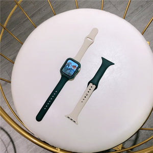Slim silicone strap +Case For Apple Watch band 44mm 40mm 42mm 38mm Protector Cover belt correa bracelet Iwatch Series 6 5 4 3 SE