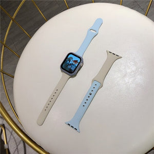 Slim silicone strap +Case For Apple Watch band 44mm 40mm 42mm 38mm Protector Cover belt correa bracelet Iwatch Series 6 5 4 3 SE