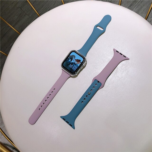 Slim silicone strap +Case For Apple Watch band 44mm 40mm 42mm 38mm Protector Cover belt correa bracelet Iwatch Series 6 5 4 3 SE