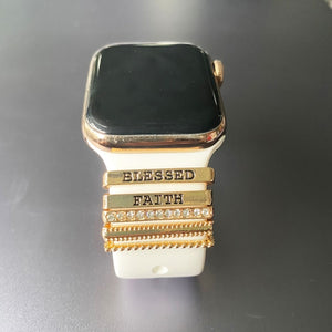 Metal Charms Decorative Ring for Apple Watch Band Diamond Ornament Smart Watch Silicone Strap Accessories for iwatch Bracelet