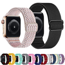 Load image into Gallery viewer, Scrunchie Strap for Apple watch band 44mm 40mm 38mm 42mm Adjustable Elastic Nylon solo Loop bracelet iWatch series 3 4 5 6 se
