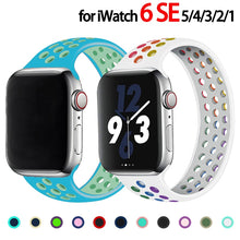 Load image into Gallery viewer, Silicone Solo Loop Strap for Apple Watch Band 44mm 40mm 38mm 42mm Breathable Sports Elastic Bracelet iWatch 6 SE 5 4 3 2
