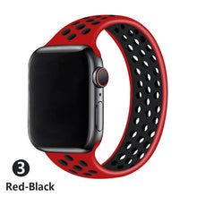 Load image into Gallery viewer, Silicone Solo Loop Strap for Apple Watch Band 44mm 40mm 38mm 42mm Breathable Sports Elastic Bracelet iWatch 6 SE 5 4 3 2
