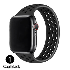 Silicone Solo Loop Strap for Apple Watch Band 44mm 40mm 38mm 42mm Breathable Sports Elastic Bracelet iWatch 6 SE 5 4 3 2