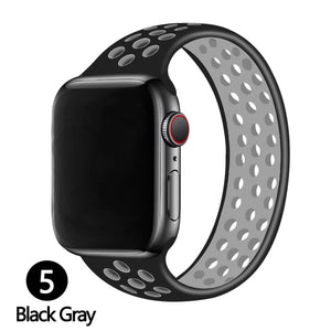 Silicone Solo Loop Strap for Apple Watch Band 44mm 40mm 38mm 42mm Breathable Sports Elastic Bracelet iWatch 6 SE 5 4 3 2