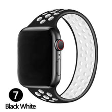 Load image into Gallery viewer, Silicone Solo Loop Strap for Apple Watch Band 44mm 40mm 38mm 42mm Breathable Sports Elastic Bracelet iWatch 6 SE 5 4 3 2
