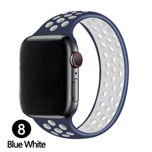 Silicone Solo Loop Strap for Apple Watch Band 44mm 40mm 38mm 42mm Breathable Sports Elastic Bracelet iWatch 6 SE 5 4 3 2