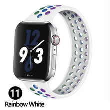 Load image into Gallery viewer, Silicone Solo Loop Strap for Apple Watch Band 44mm 40mm 38mm 42mm Breathable Sports Elastic Bracelet iWatch 6 SE 5 4 3 2
