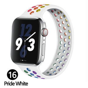 Silicone Solo Loop Strap for Apple Watch Band 44mm 40mm 38mm 42mm Breathable Sports Elastic Bracelet iWatch 6 SE 5 4 3 2