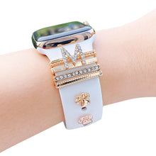 Load image into Gallery viewer, Metal Charms Decorative Ring for Apple Watch Band Diamond Ornament Smart Watch Silicone Strap Accessories for iwatch Bracelet
