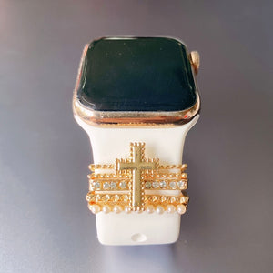 Metal Charms Decorative Ring for Apple Watch Band Diamond Ornament Smart Watch Silicone Strap Accessories for iwatch Bracelet