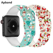 Load image into Gallery viewer, Christmas strap For Apple Watch band 44mm 40mm 38mm 42mm Cartoon Printed watchband Bracelet IWatch 5 4 3 2 1 6 SE
