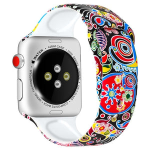 Silicone Strap For Apple Watch band 44mm 40mm 42mm 38mm pulseira correa Printing bracelet apple Watch iwatch 4 3 5 SE 6